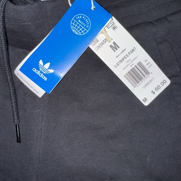 NWT Adidas Men’s Black and White 3- Stripe Pants Size Medium - Picture 6 of 7